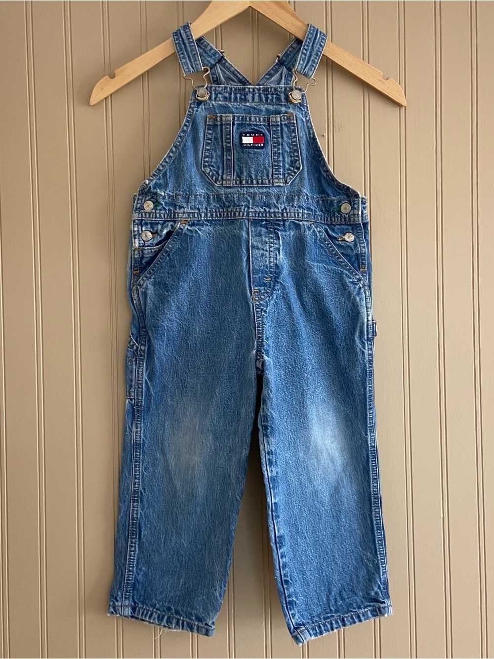 Vintage 1990’s Tommy Hilfiger Child Denim Overalls Size 3T